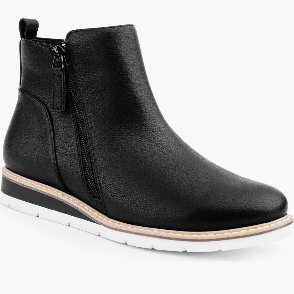 Me too Black Ankle Boots with White Sole